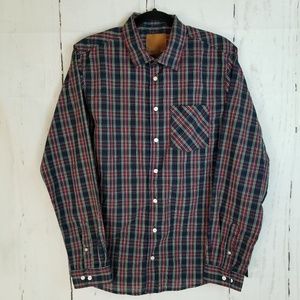 Piazza Italia Man Button Down Sz XL Blue Red Plaid